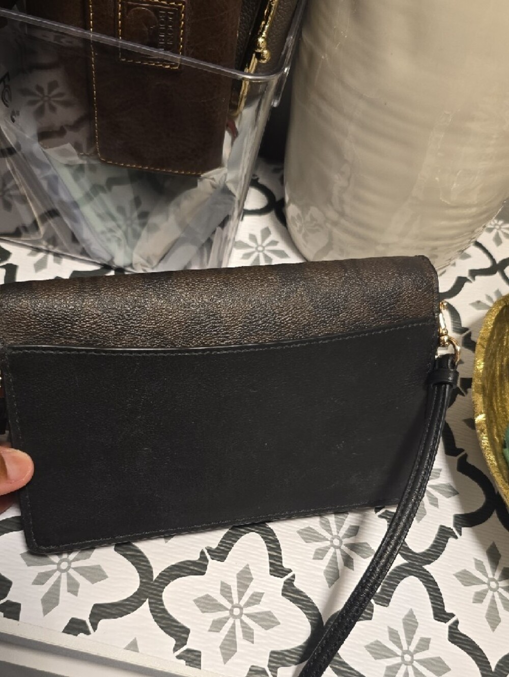 Coach Brown Signature Canvas Crossbody with Black Leather Trim - Picture 6 of 8